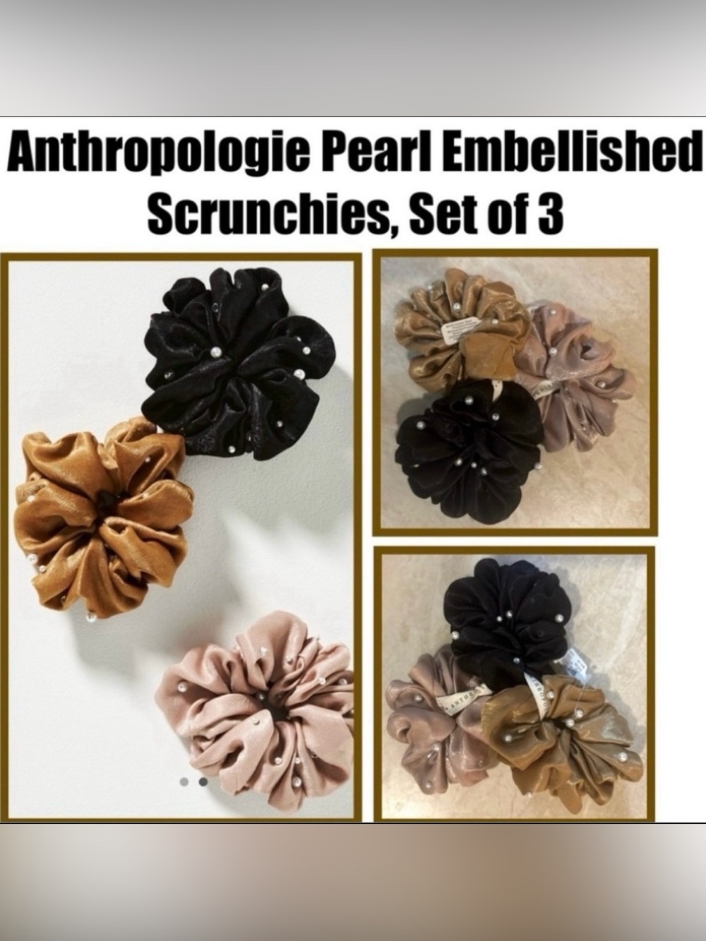 Anthropologie Pearl Scrunchies